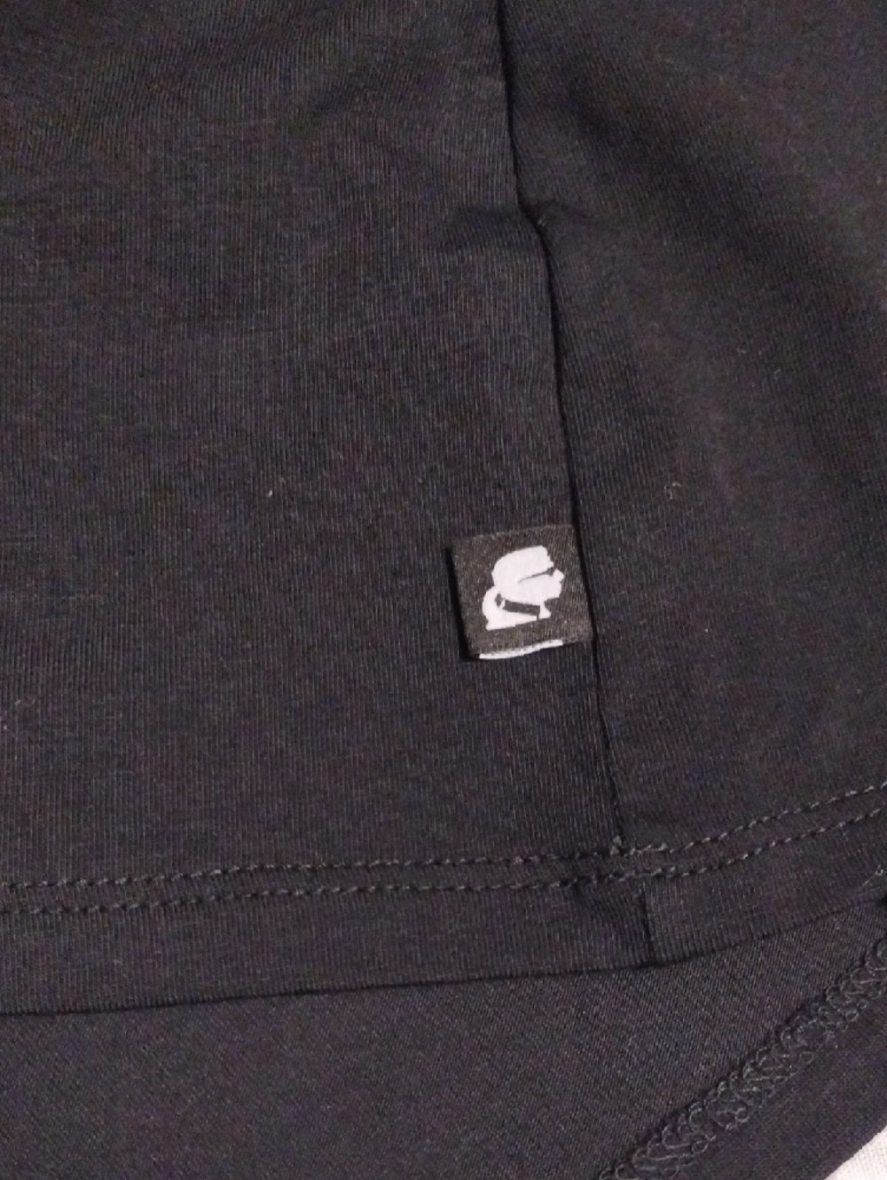 Karl Lagerfeld Black T-Shirt with Silver Rhinestone Cat - Picture 6 of 8